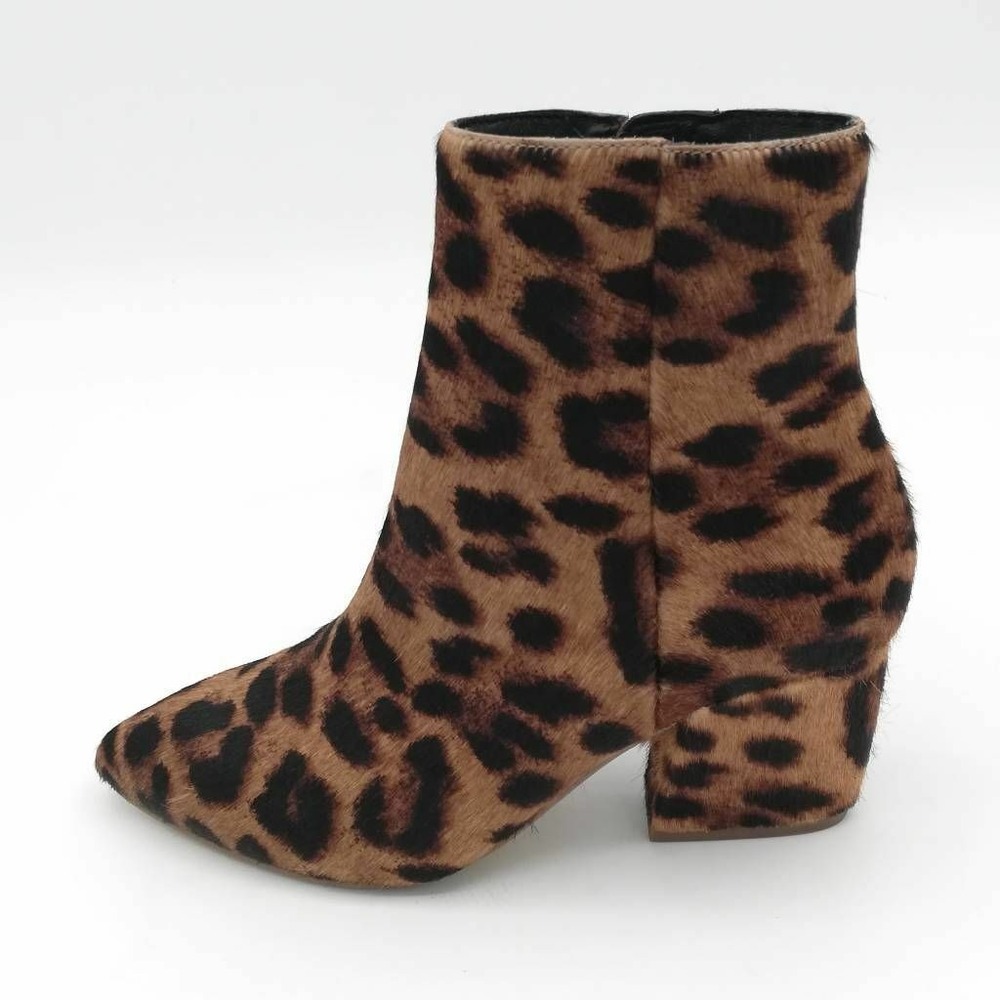 Botkier Shoes Womens Sasha Booties Brown Black Leopard Leather Pointed Toe 5